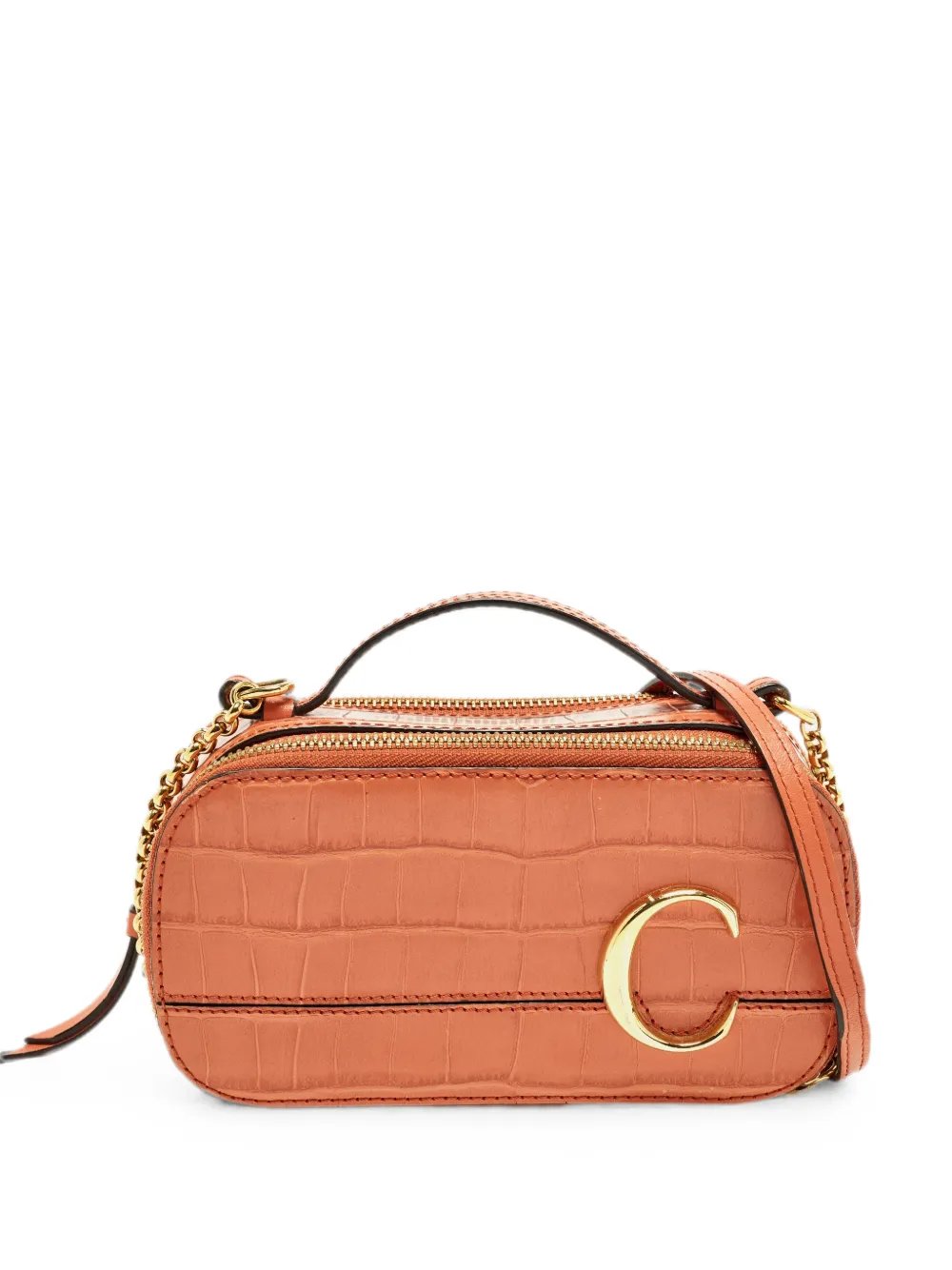 mini C Vanity croc-embossed leather shoulder bag
