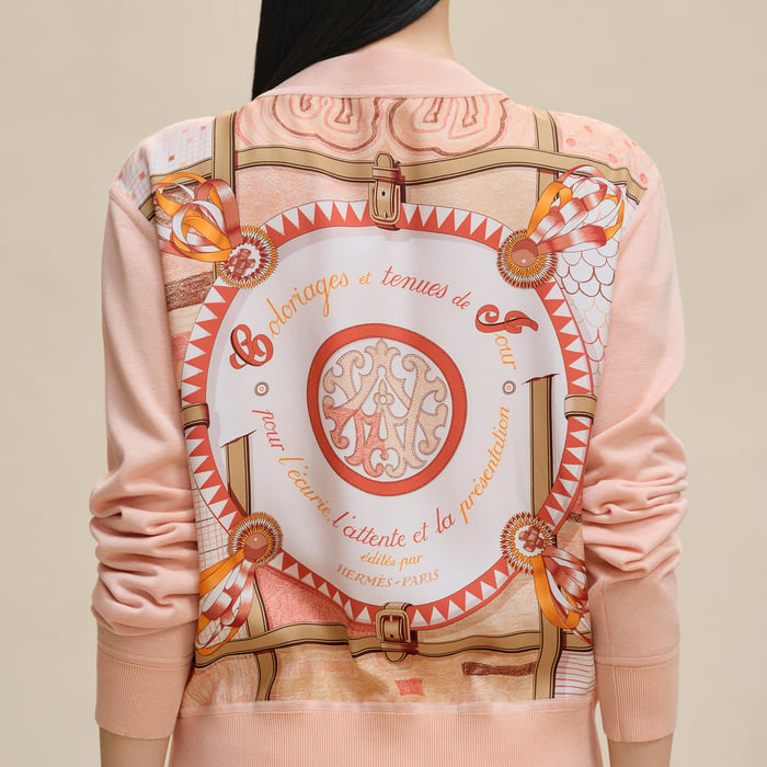 Orange Lava "Coloriages De Jour" Short Long-sleeve Twillaine Cardigan