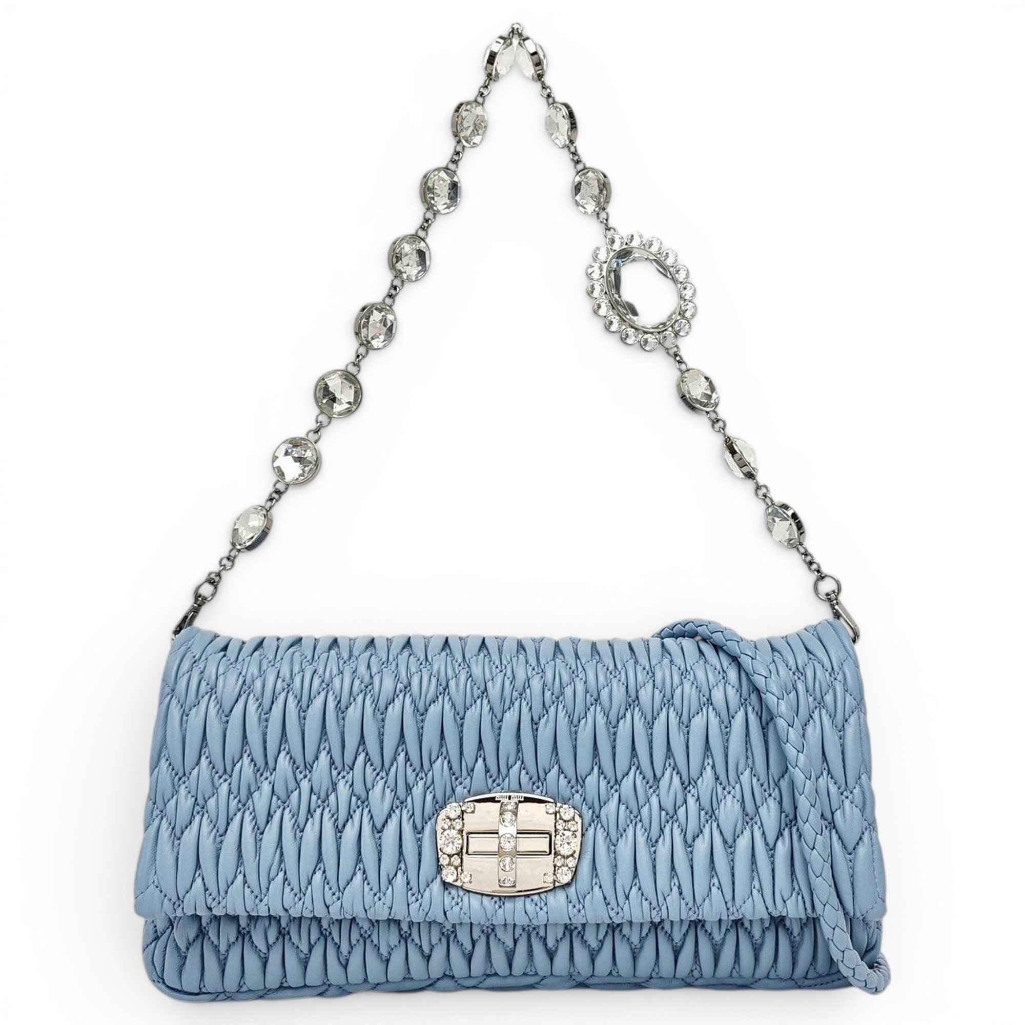Miu Crystal leather handbag