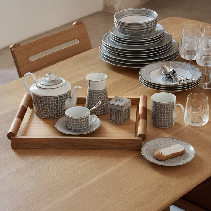 Sans Coloris Mosaique Au 24 Platinum Tea Cup and Saucer