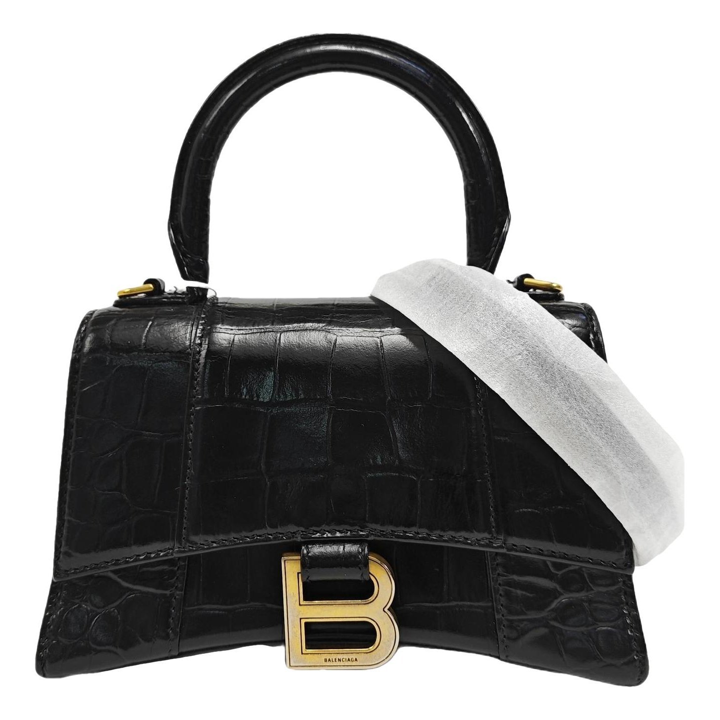 Hourglass leather handbag