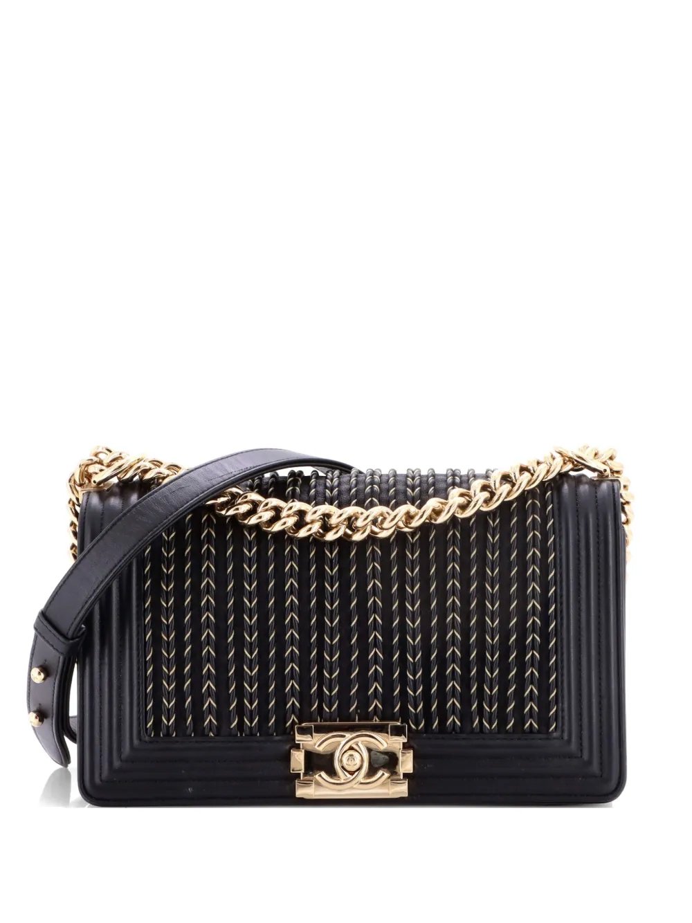 Boy Flap Bag Braided Woven Lambskin Old Medium shoulder bag