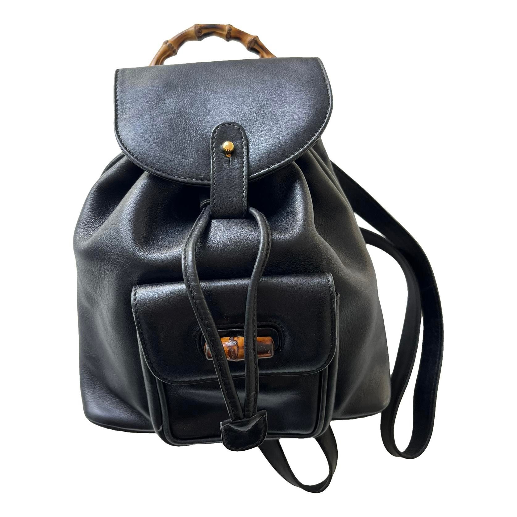 Bamboo Tassel Oval leather backpack