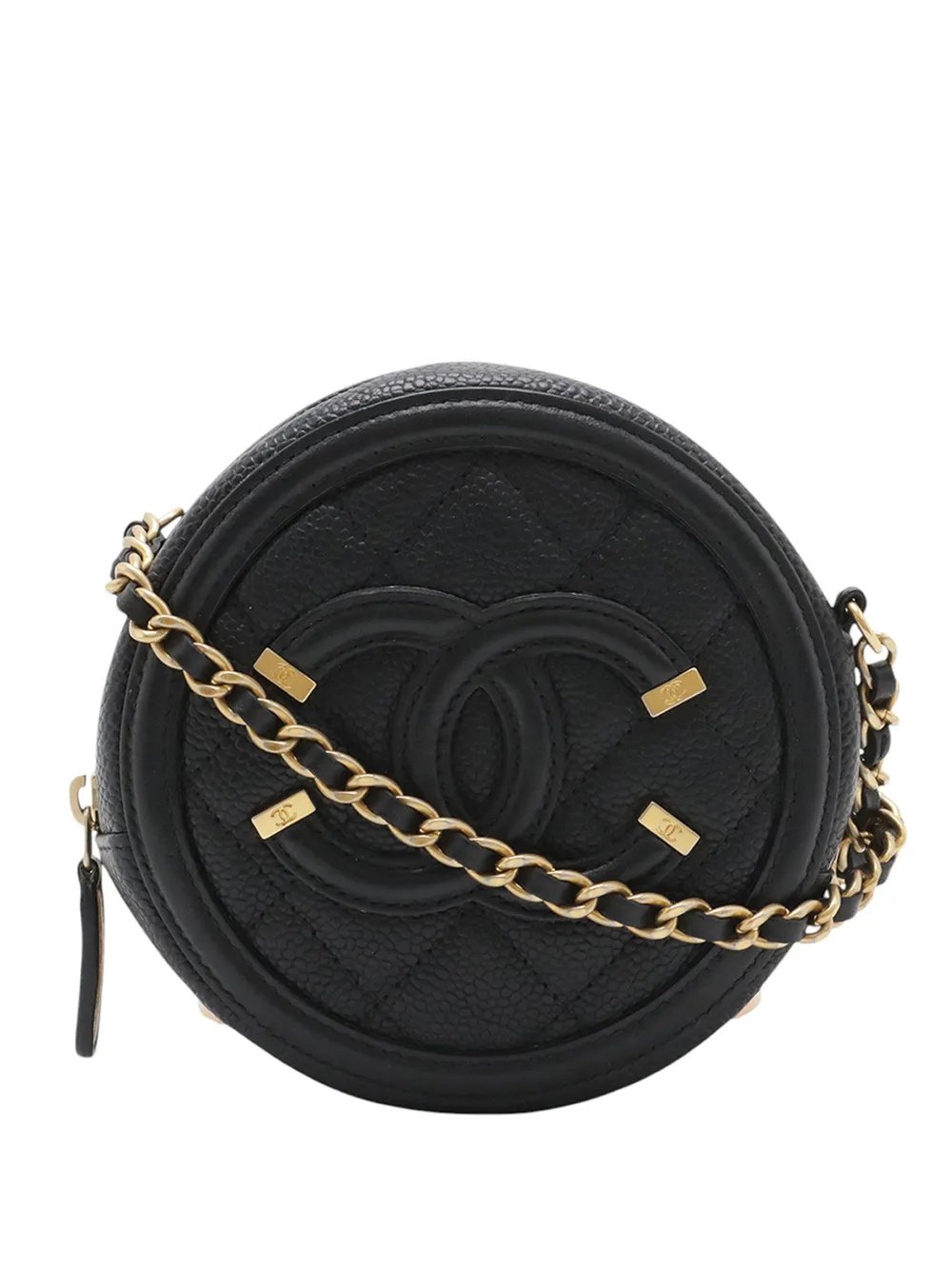 2019 Caviar CC Filigree Round Clutch with Chain crossbody bag