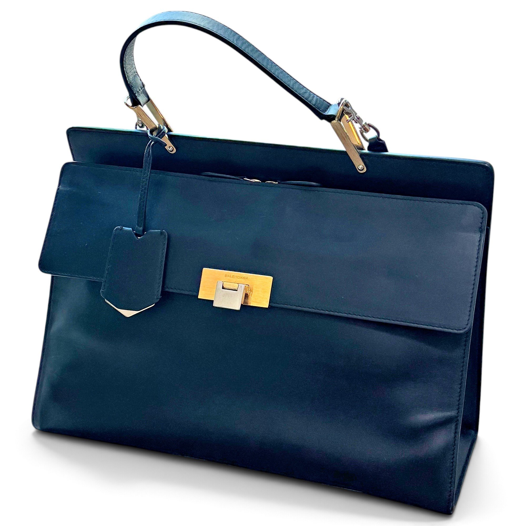 Padlock leather handbag