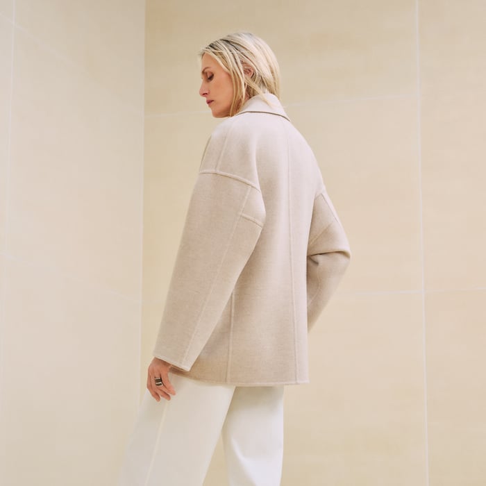Beige Naturel Cashmere Pea Coat