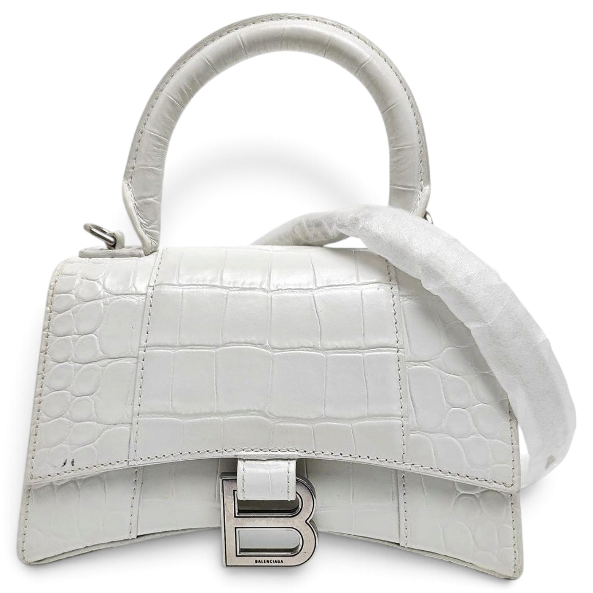 Hourglass leather handbag