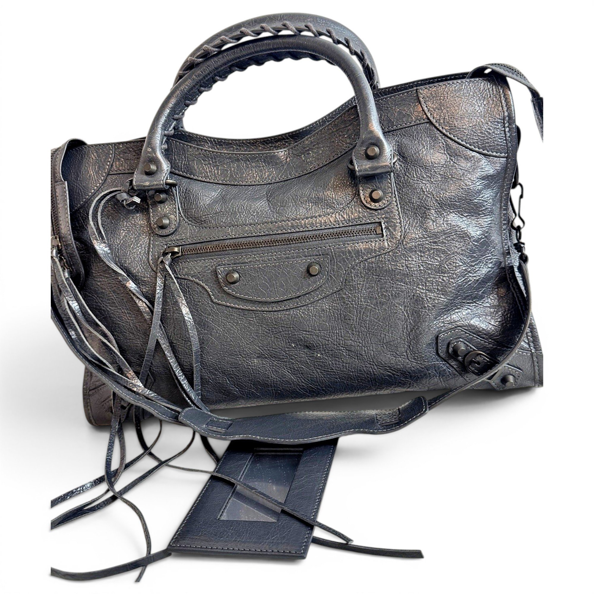 City leather handbag