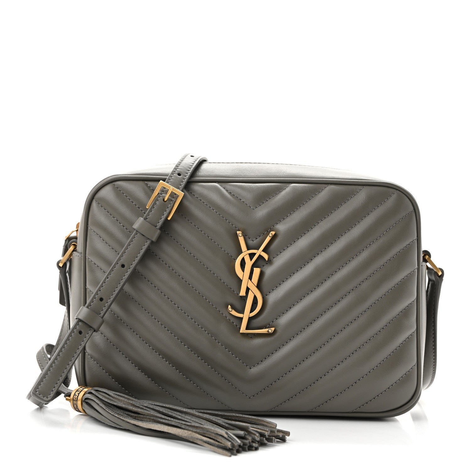 Saint Laurent Calfskin Matelasse Monogram Lou Camera Bag Dusty Grey