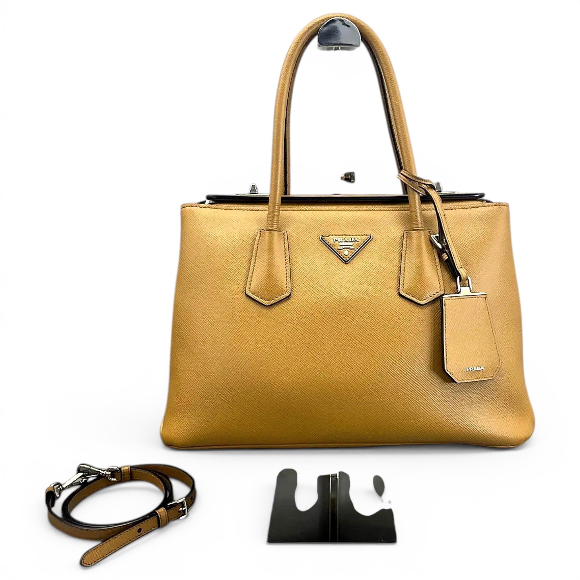 Double leather crossbody bag