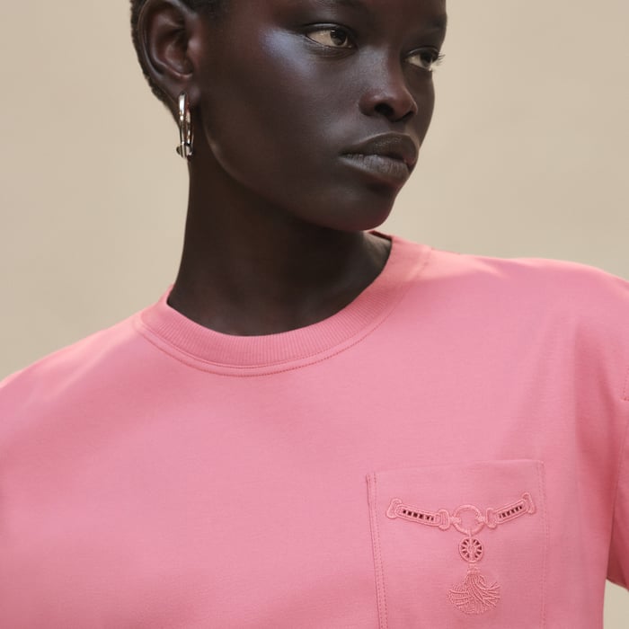 Rose Sorbet Embroidered Pocket Flared Dress