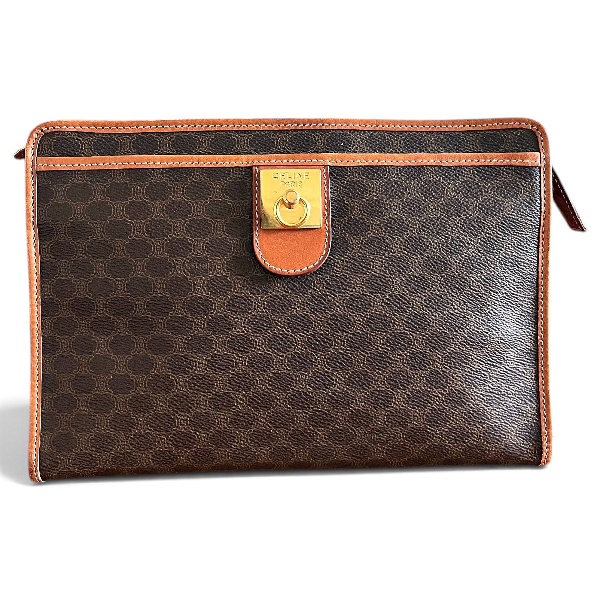 Triomphe Vintage leather clutch bag