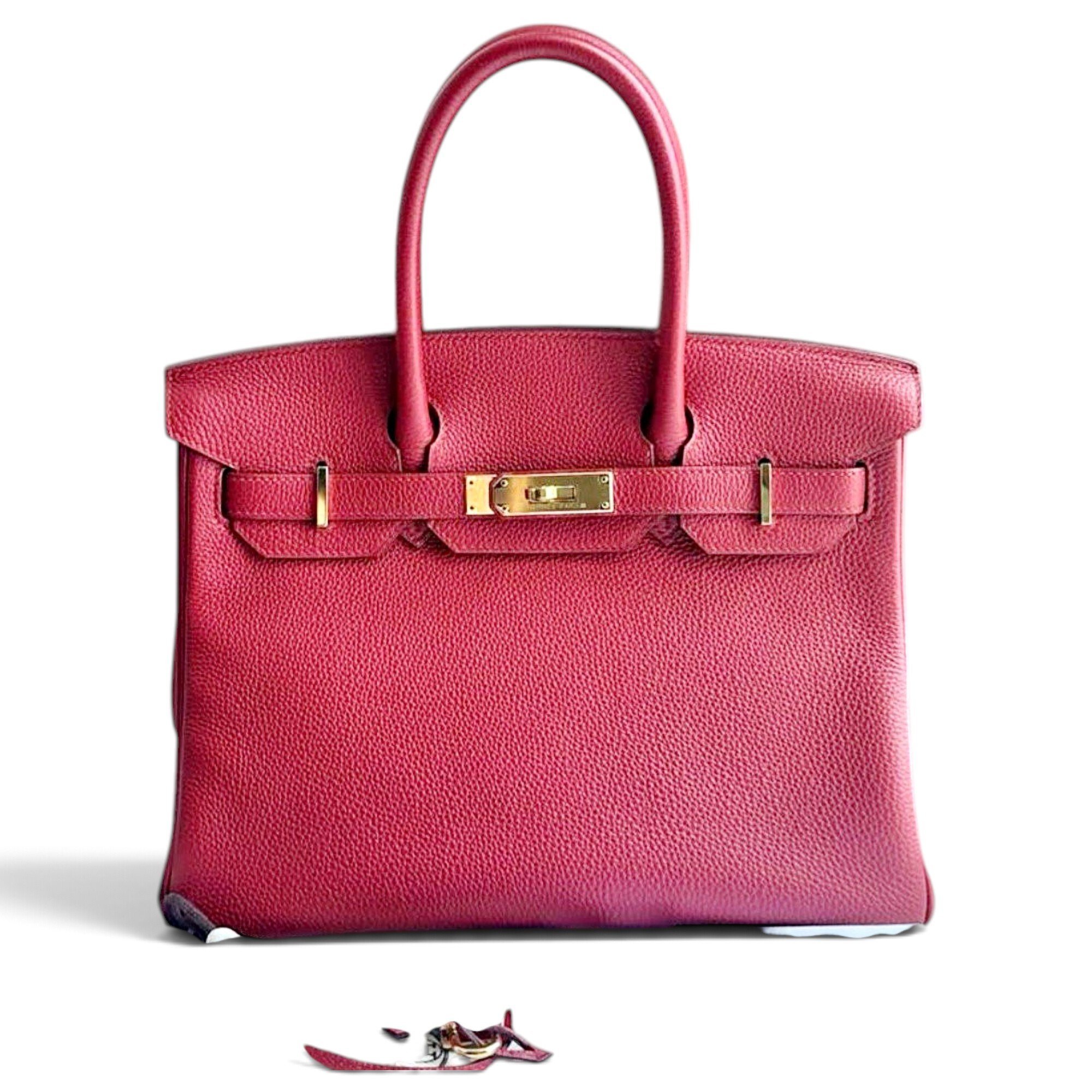 Hermes Birkin 30 Handbag Rouge Casaque Togo Leather