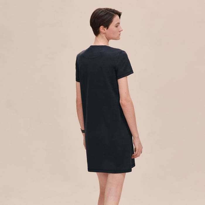 Bleu Noir Embroidered Pocket Dress
