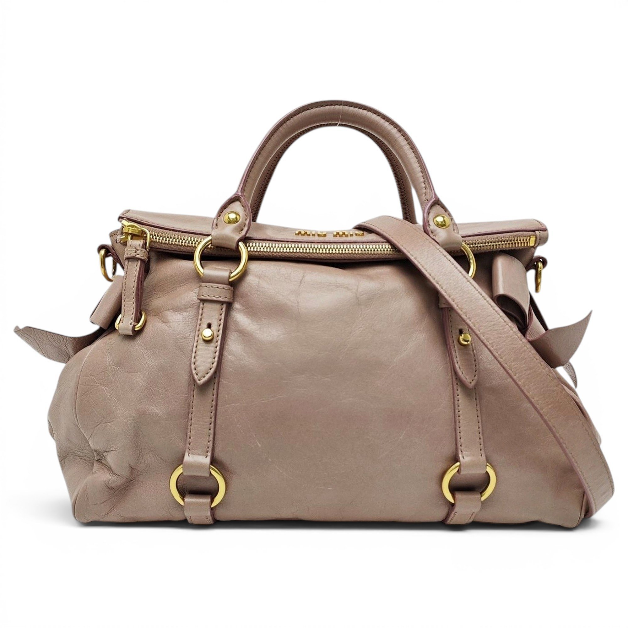 Bow bag leather handbag