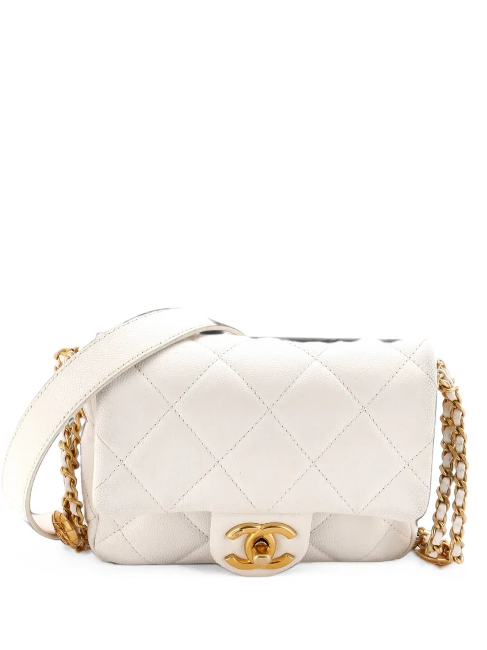 Twist Your Buttons Flap Bag Quilted Caviar Mini crossbody bag