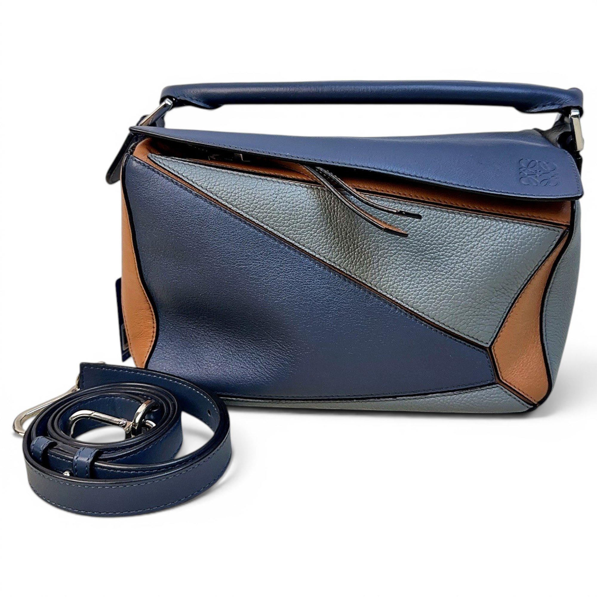 Puzzle leather handbag