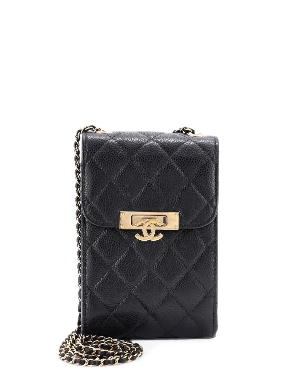 Golden Class Phone Holder Quilted Caviar crossbody bag