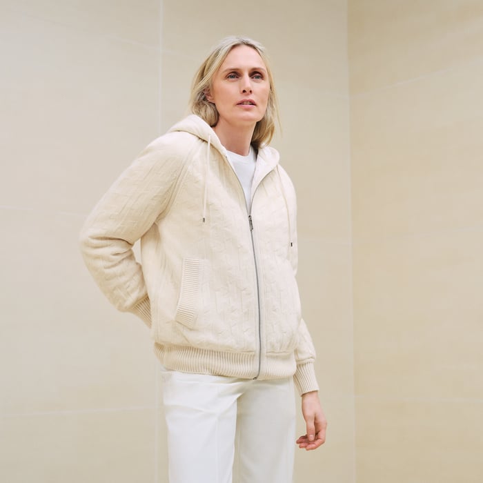 Blanc Naturel "H" Zipped Hooded Jacket