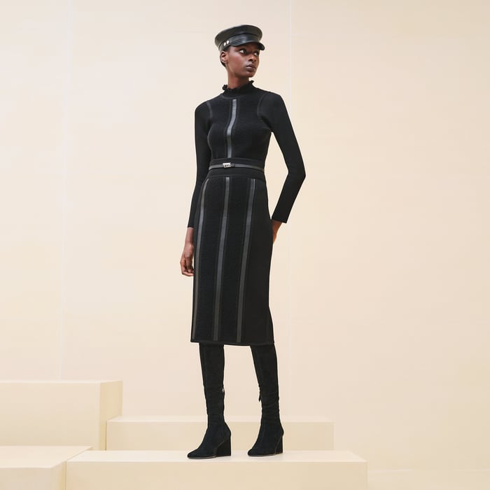 Noir Embellished Pencil Skirt