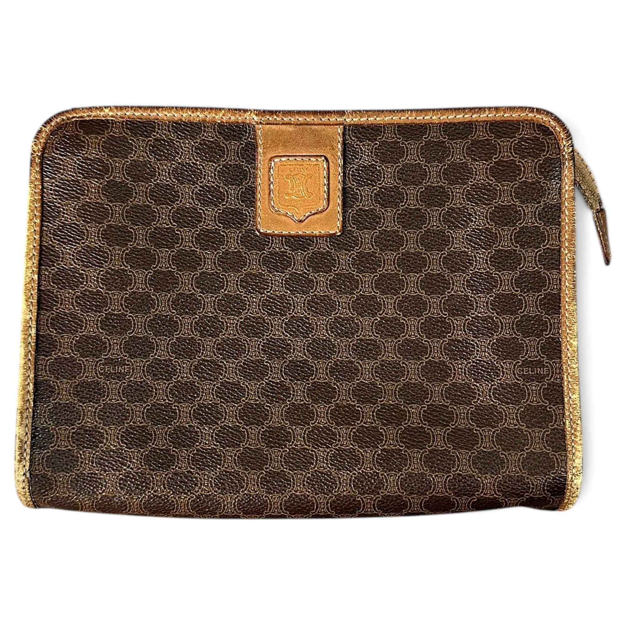 Triomphe Vintage leather clutch bag