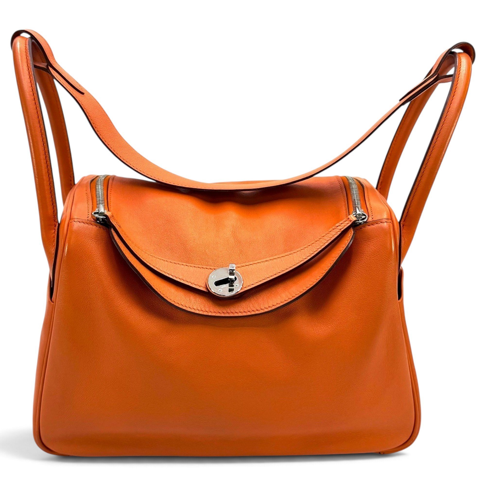 Hermes Lindy Handbag Orange Toile So H