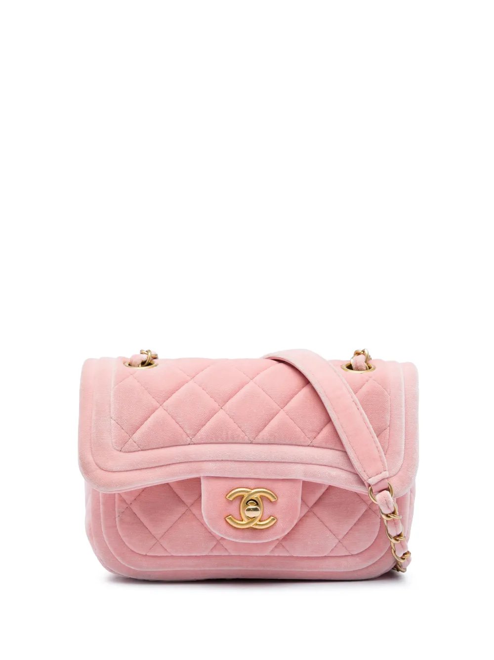 2021-2026 Mini Quilted Velvet Double Frame Flap crossbody bag