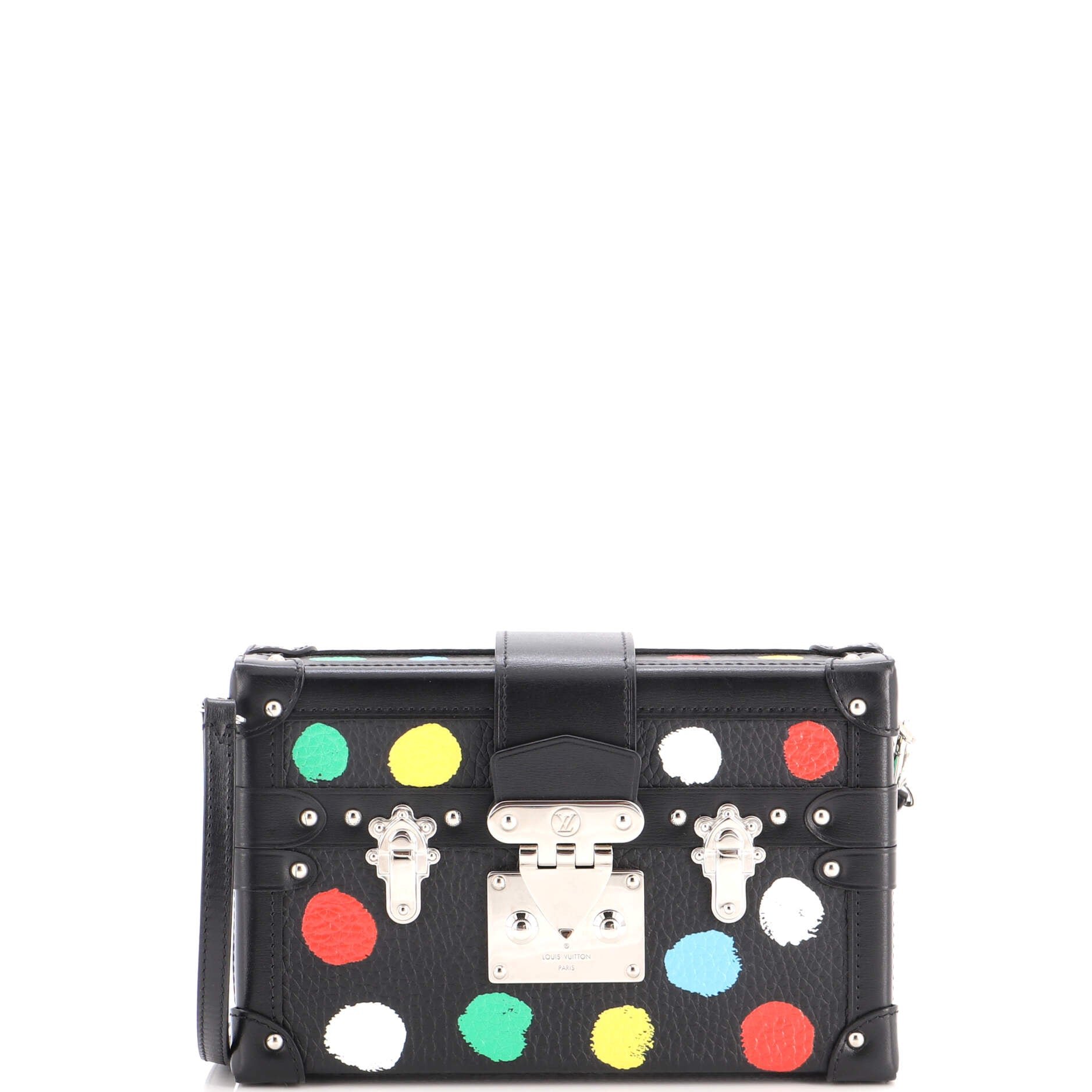 Petite Malle Handbag Yayoi Kusama Painted Dots Taurillon Leather