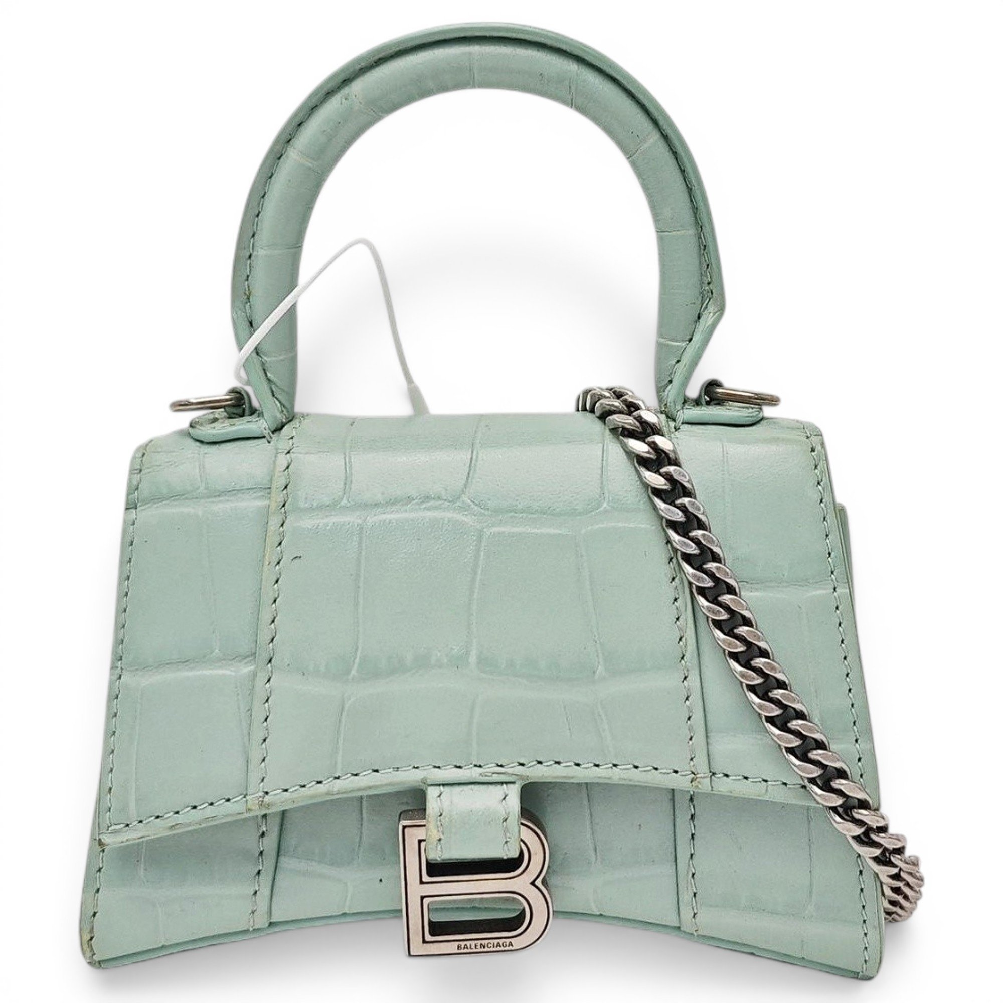 Hourglass leather handbag