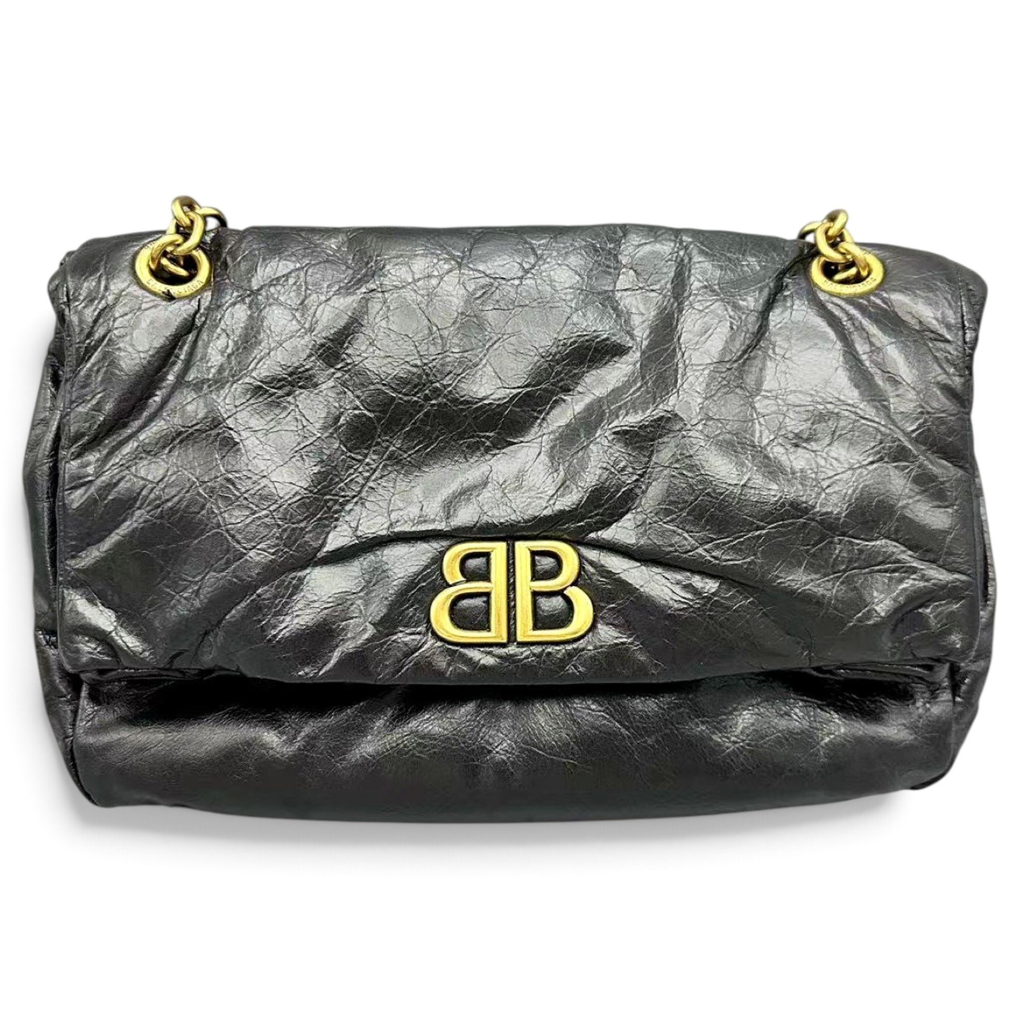 Crush leather handbag