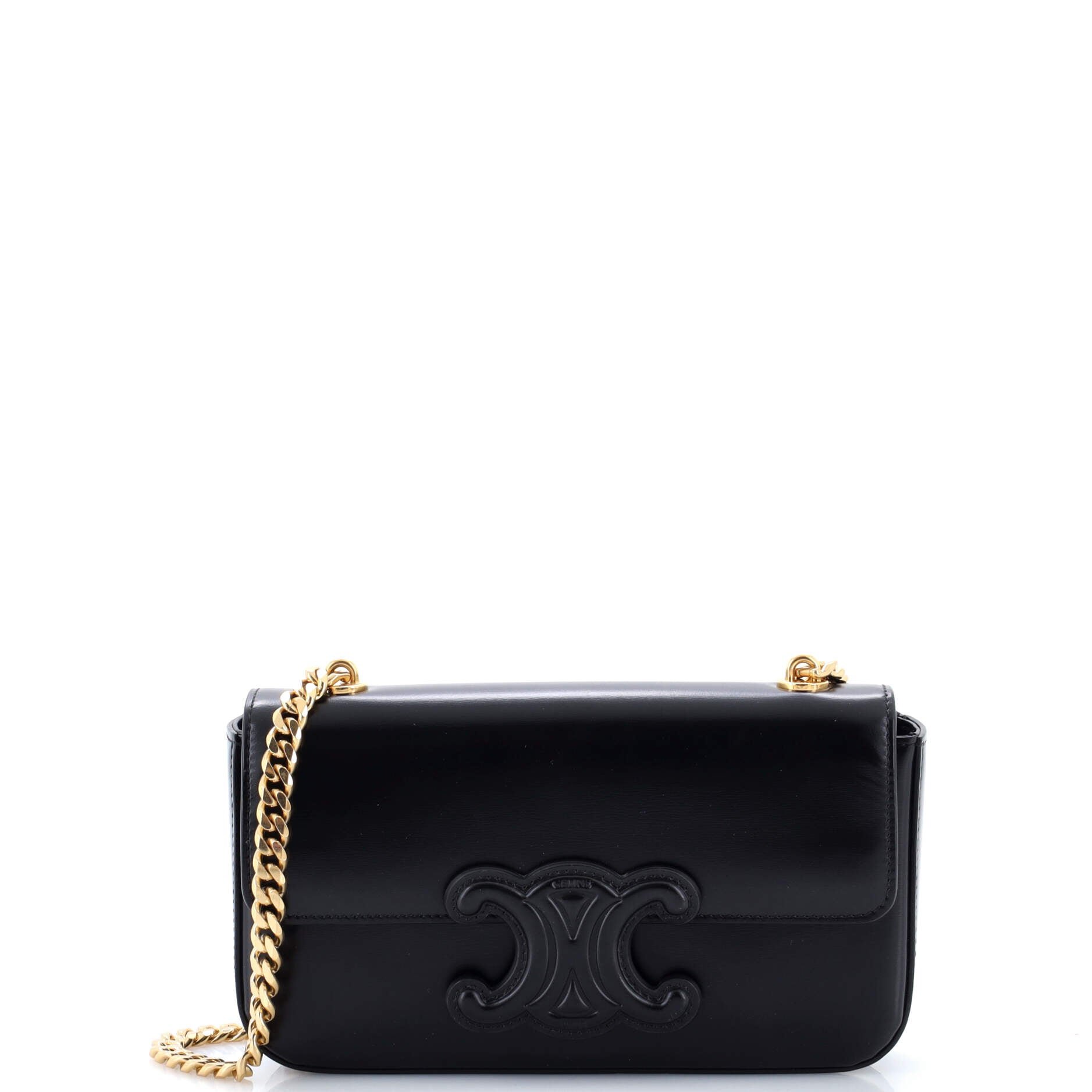 Celine Triomphe Chain Shoulder Bag Leather Small