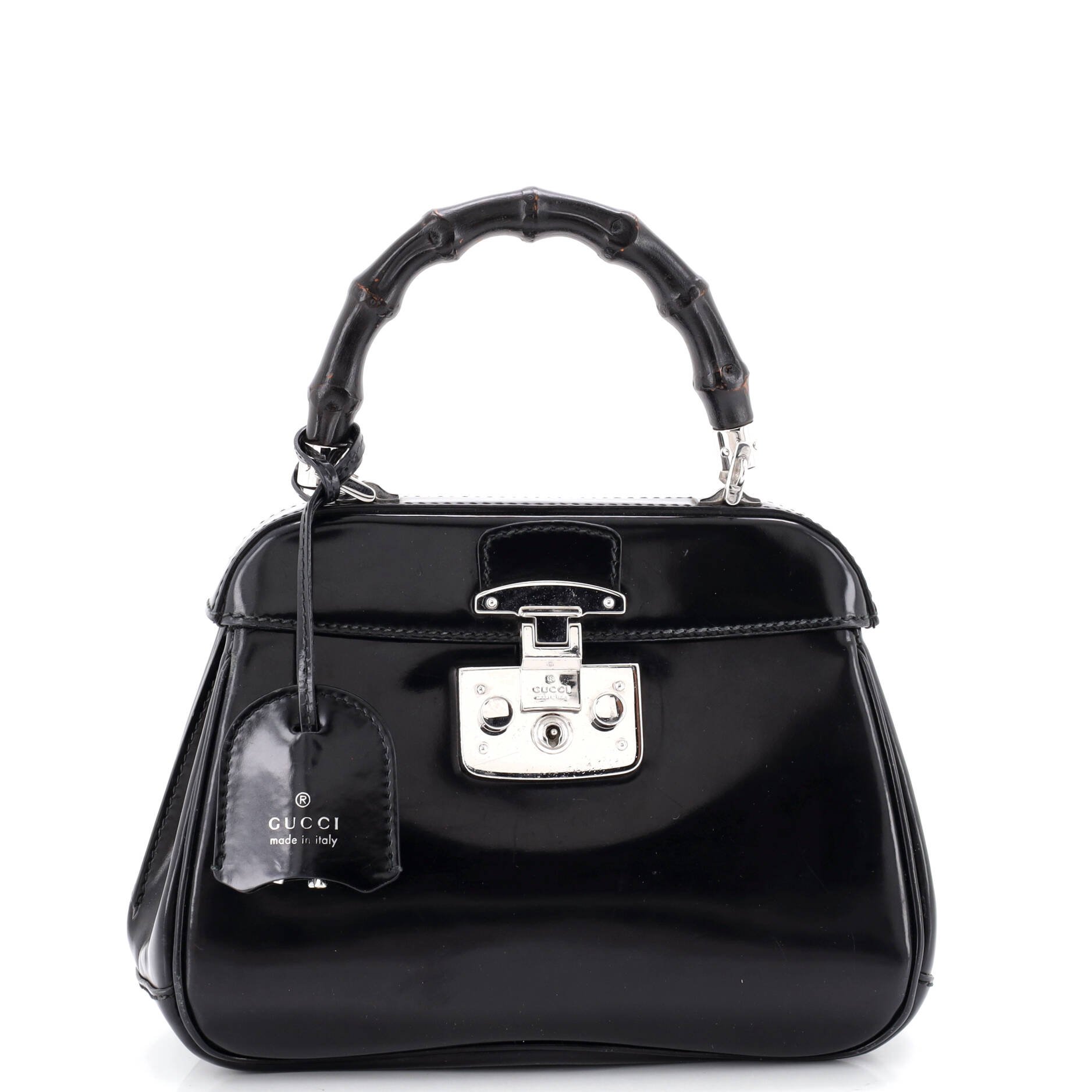 Lady Lock Bamboo Top Handle Bag Leather Mini