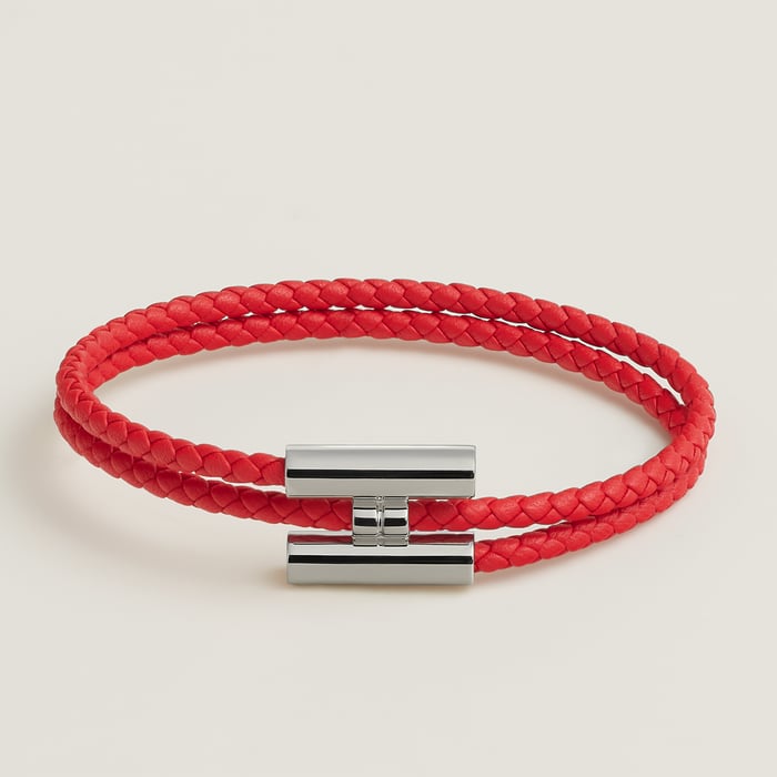 Rouge De Cœur Tournis Tresse Bracelet