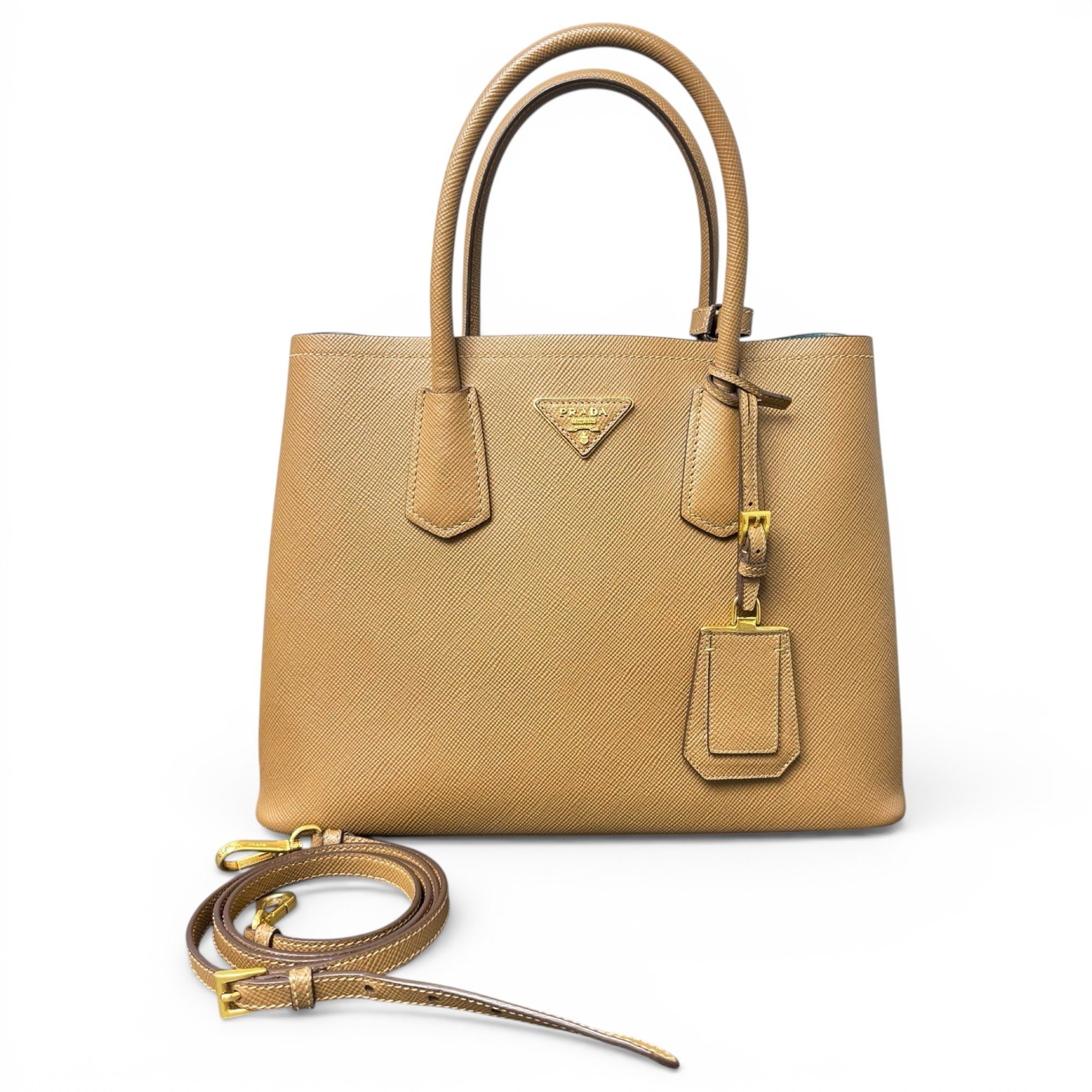 Double leather handbag