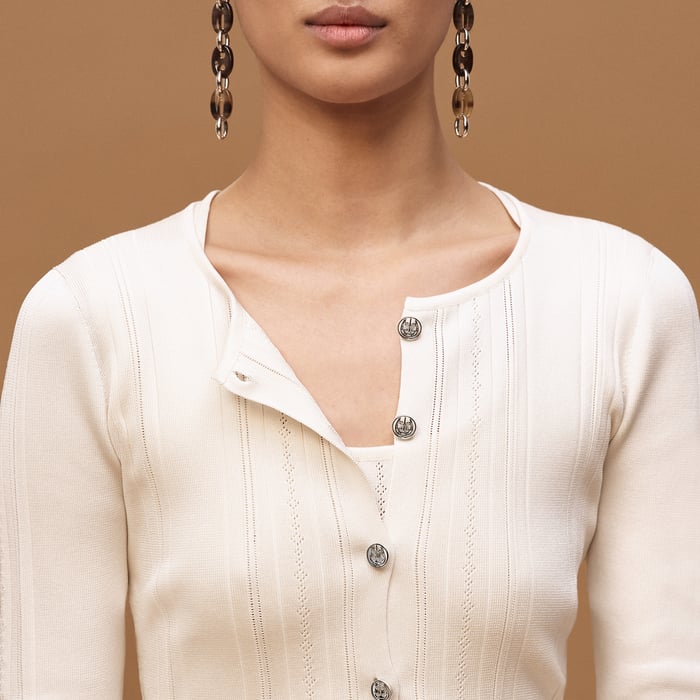 Blanc Céramique Buttoned Cardigan