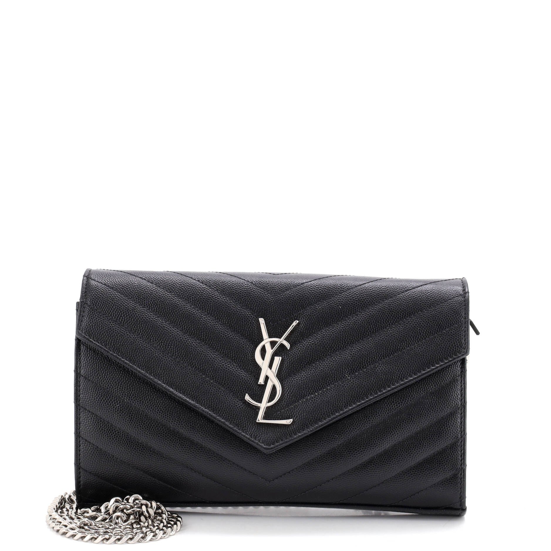 Classic Monogram Wallet on Chain Matelasse Chevron Leather Medium