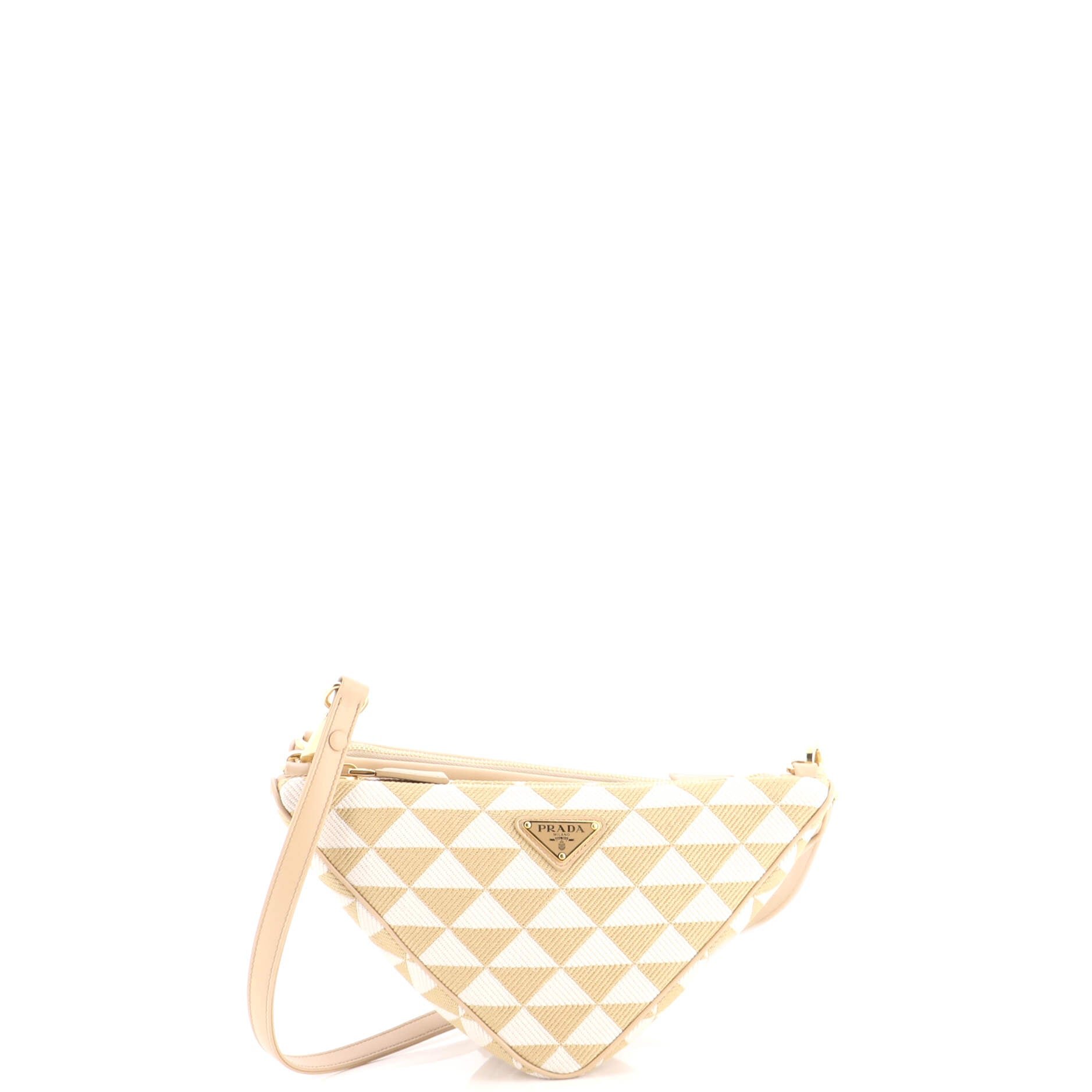 Double Symbole Triangle Bag Leather and Jacquard Mini