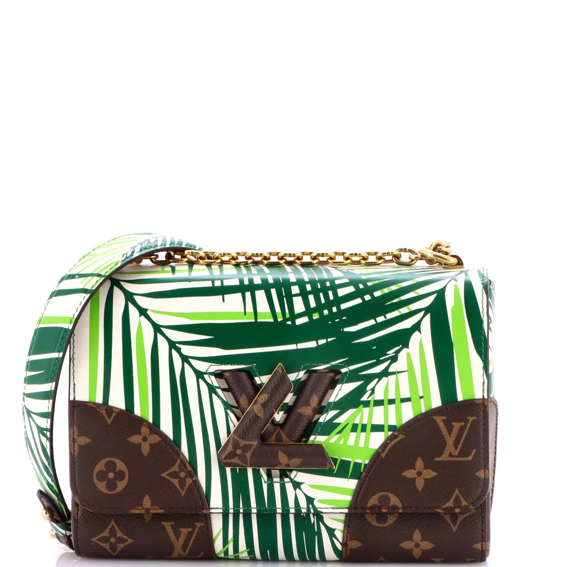 Twist Handbag Limited Edition Palm Print Leather with Monogram Canvas MM