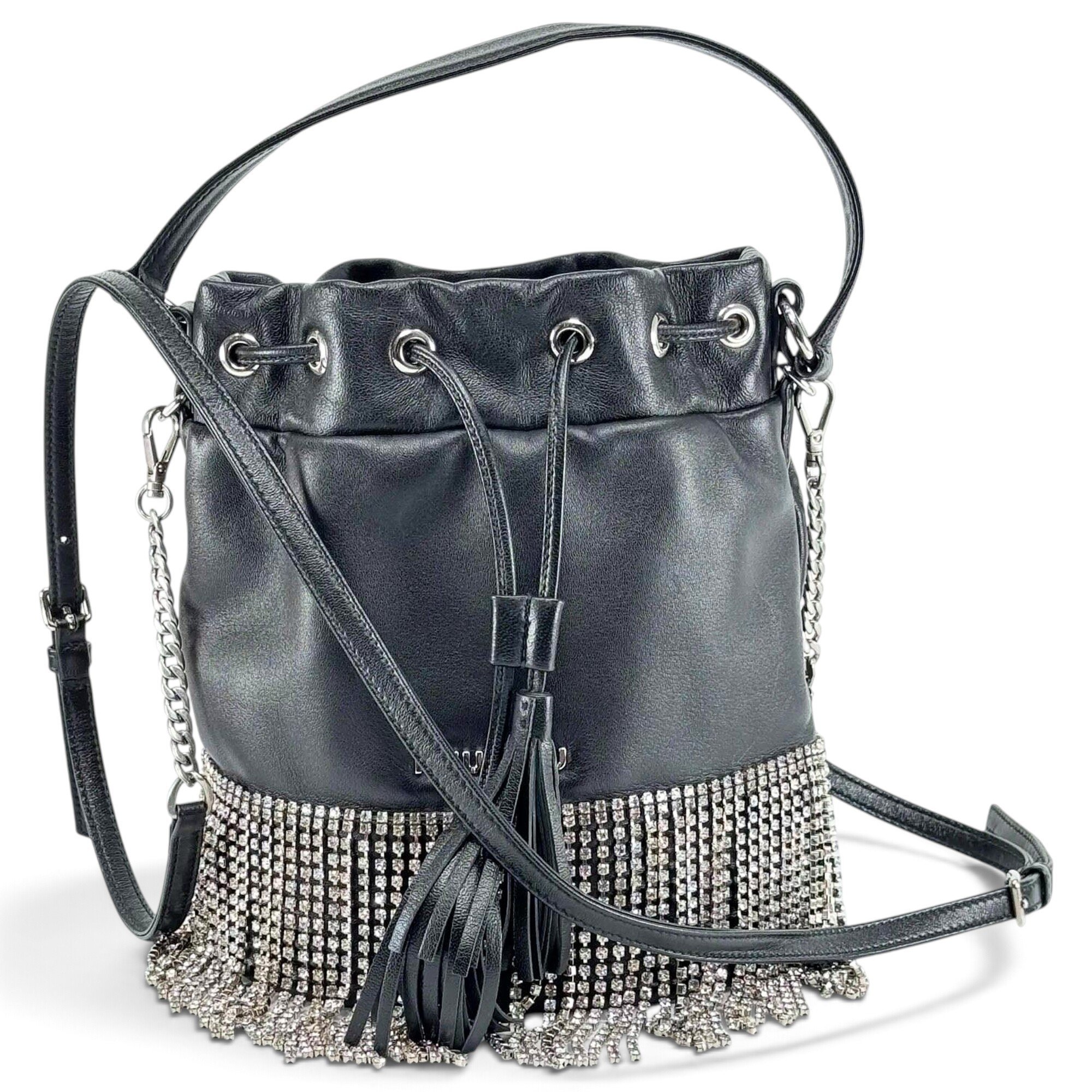 Miu Crystal leather handbag