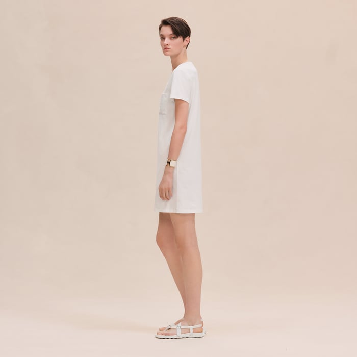 Blanc Embroidered Pocket Dress