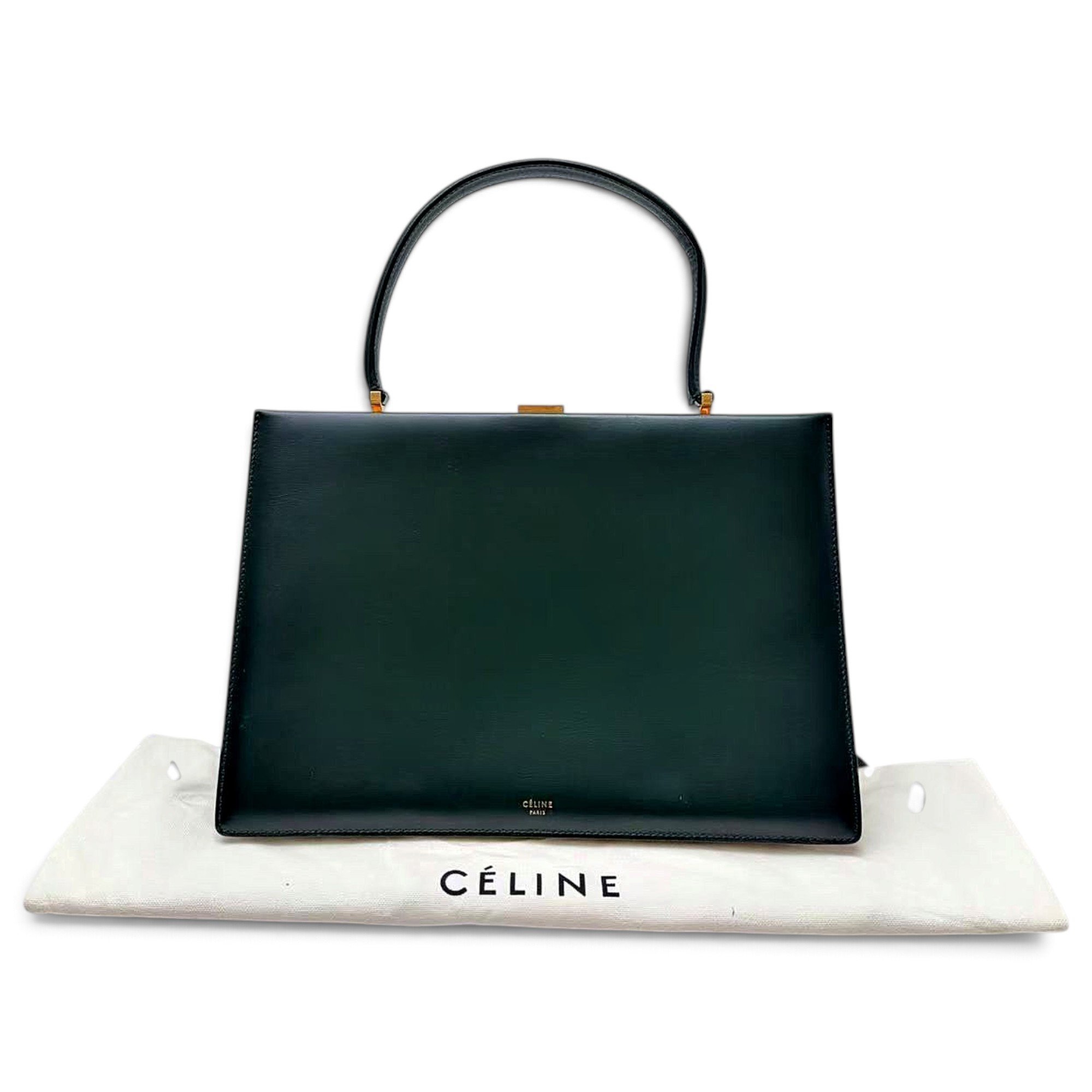 Clasp leather handbag