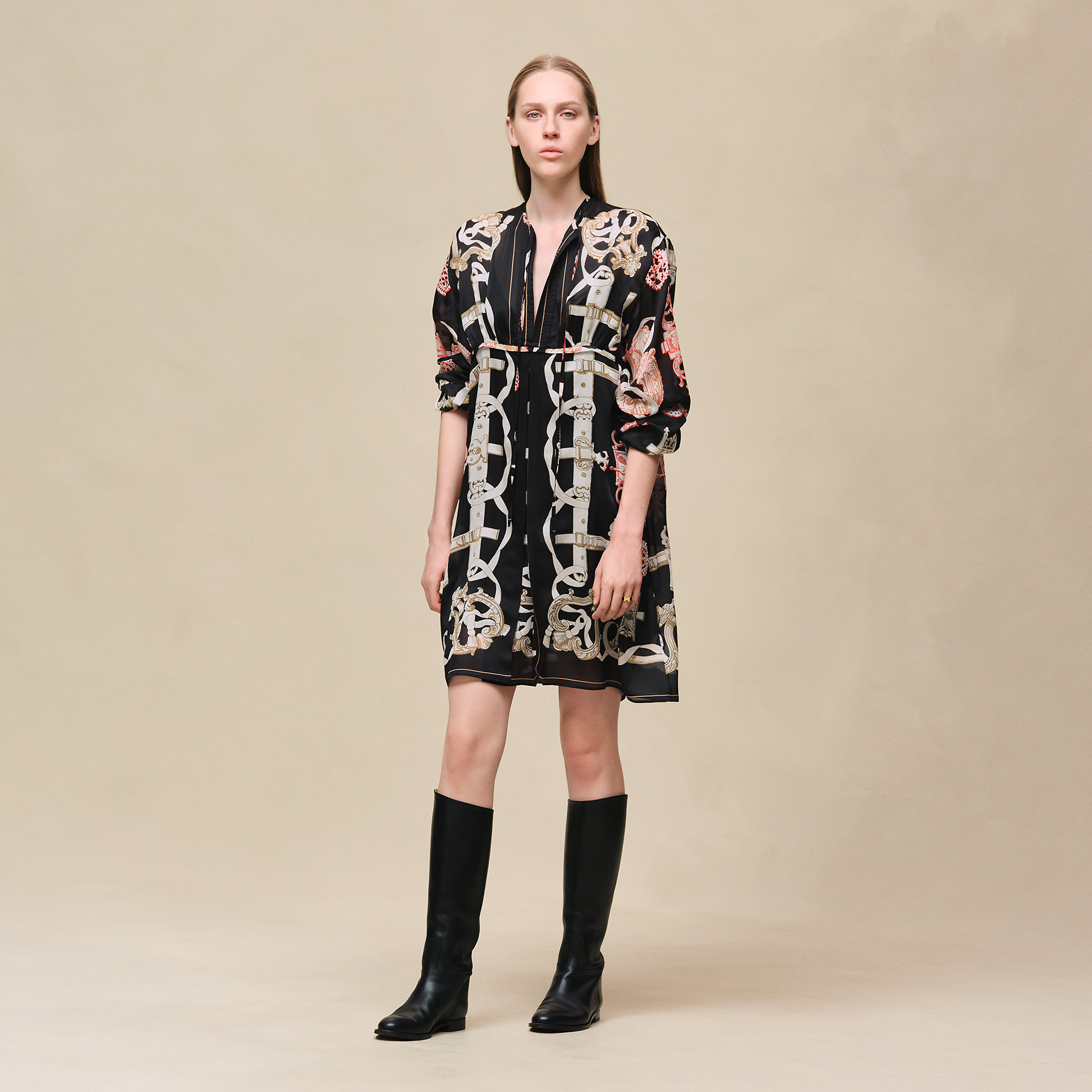 Robe col noué imprimé « Ferronnerie Remix »