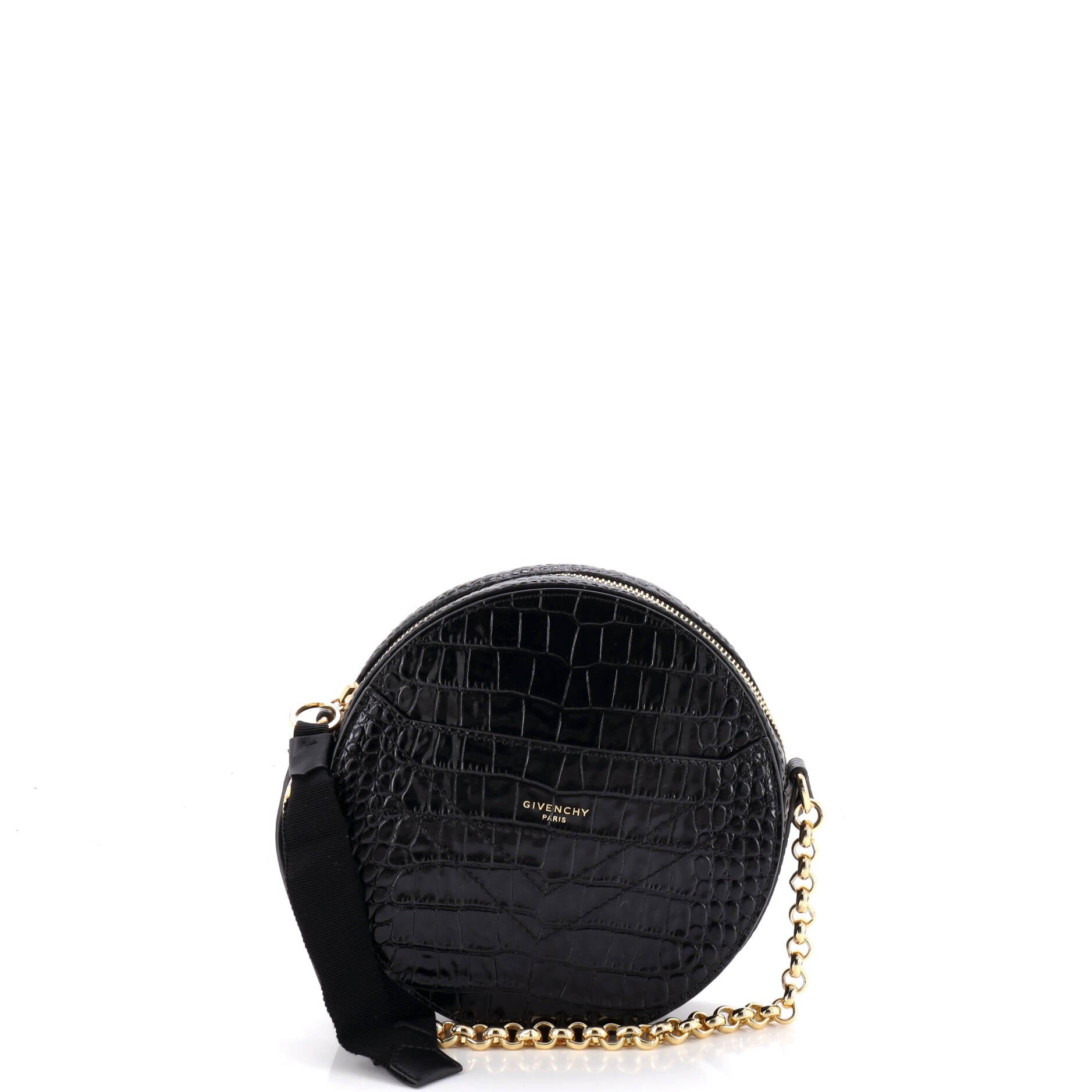 Eden Round Crossbody Bag Crocodile Embossed Leather