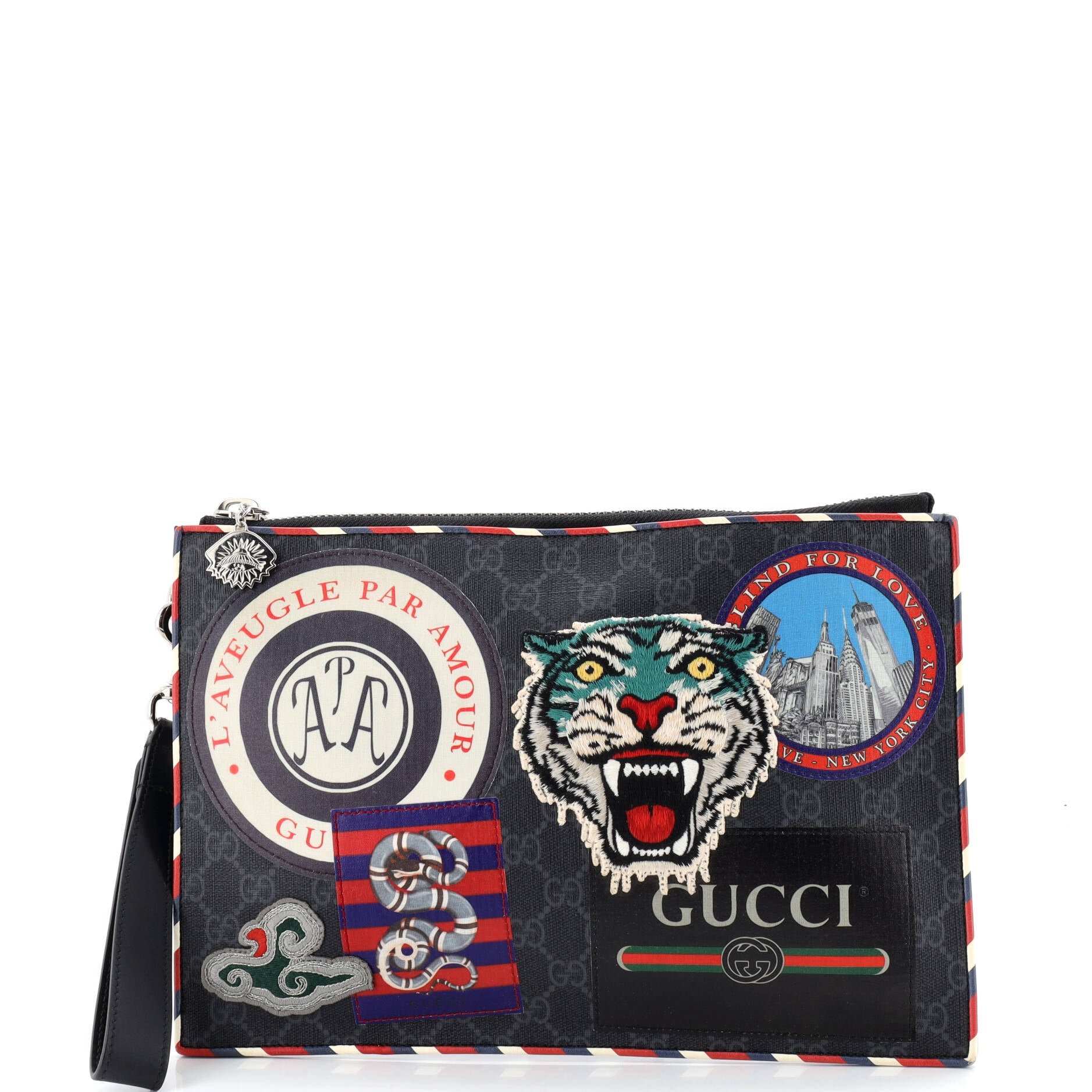 Night Courrier Pouch GG Coated Canvas with Applique