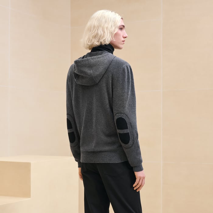 Anthracite Cashmere "Maillon Chaine d'Ancre" Hooded Jacket