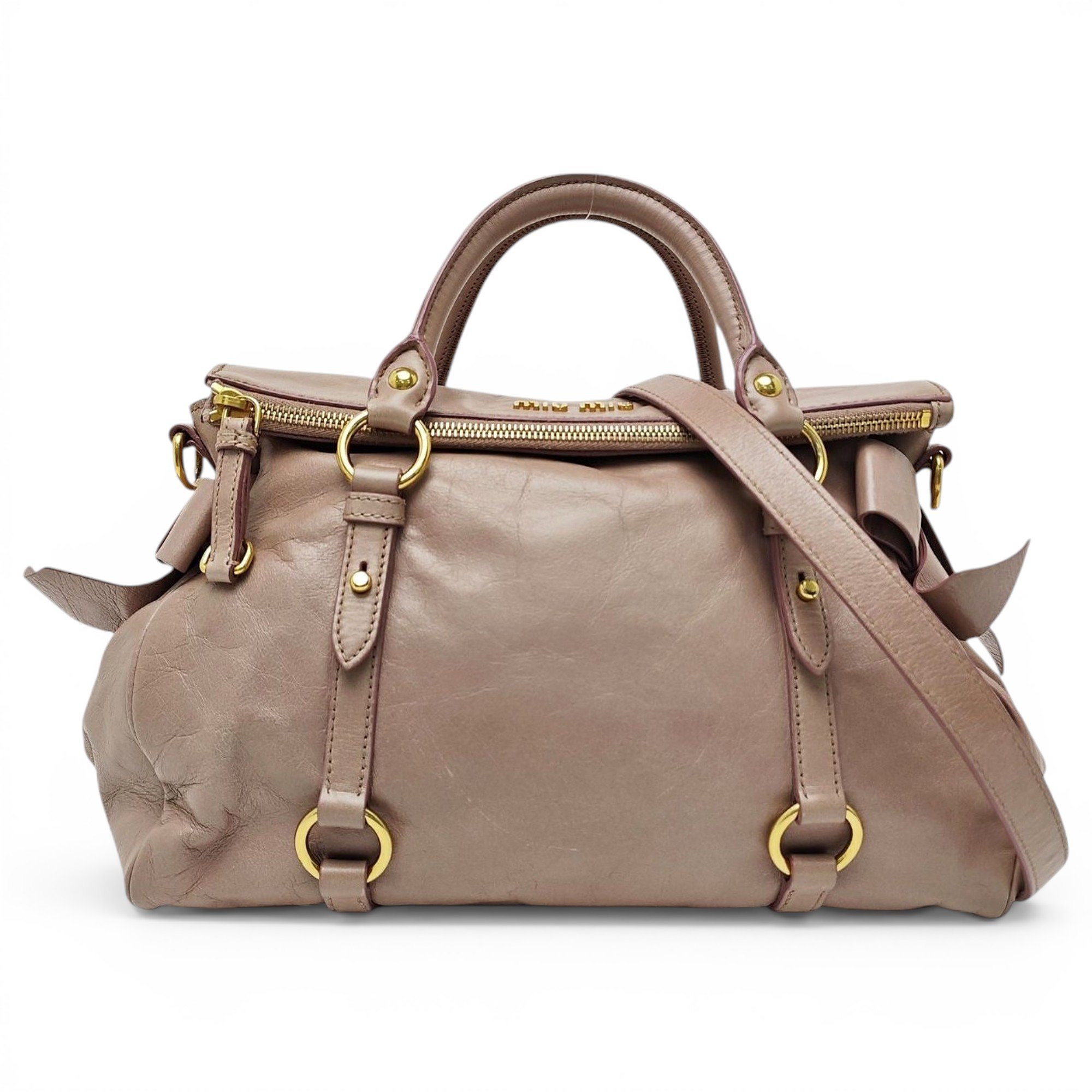 Bow bag leather handbag