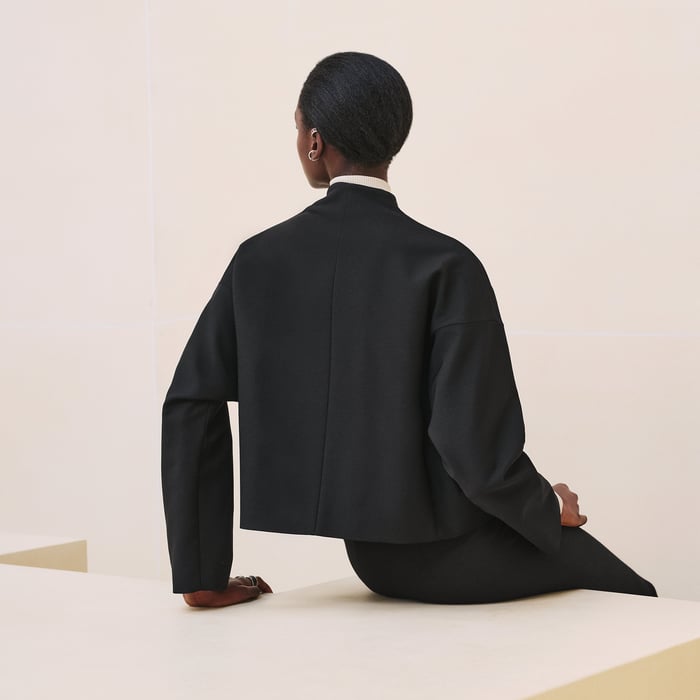 Noir Jacket With Leather Detail