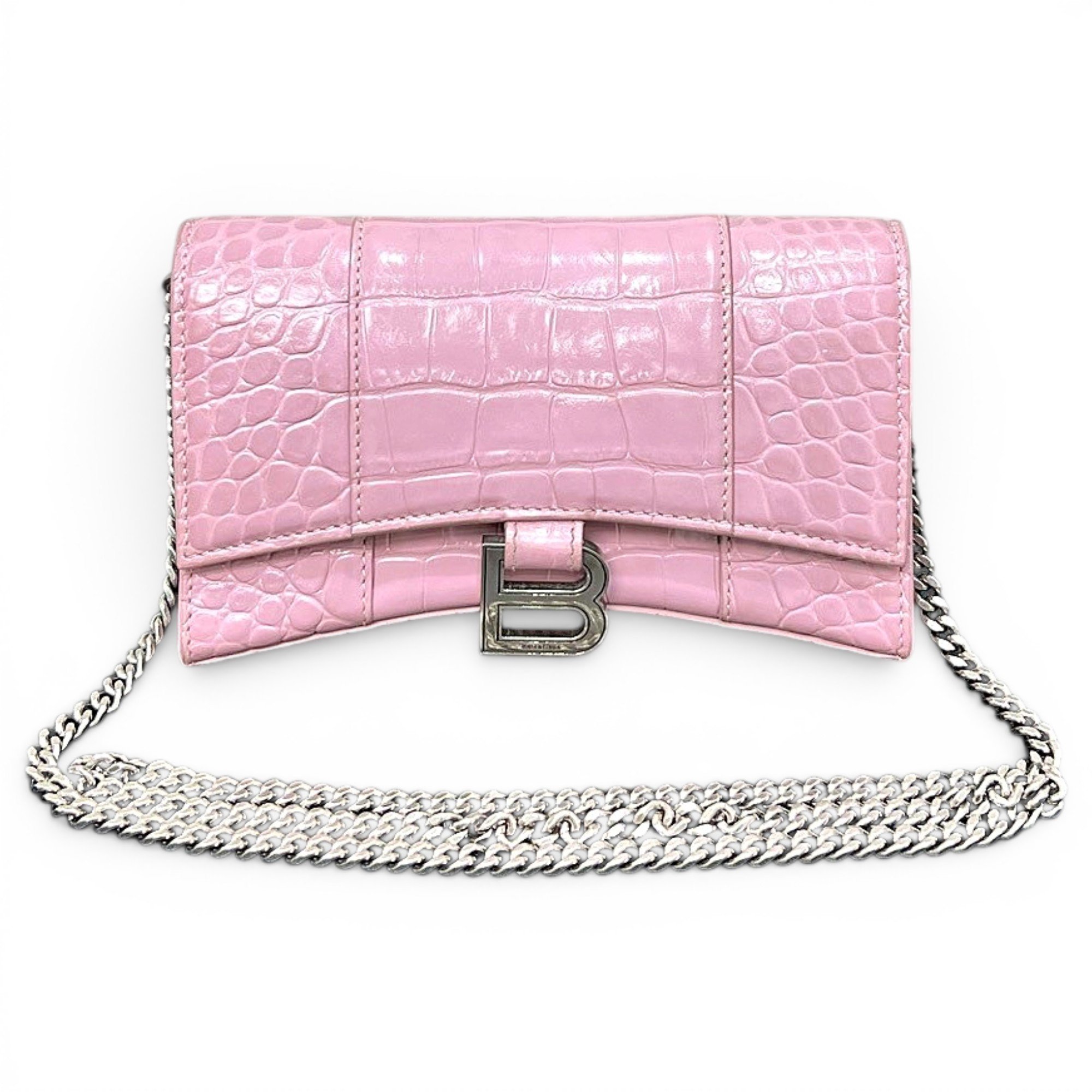 Hourglass leather handbag