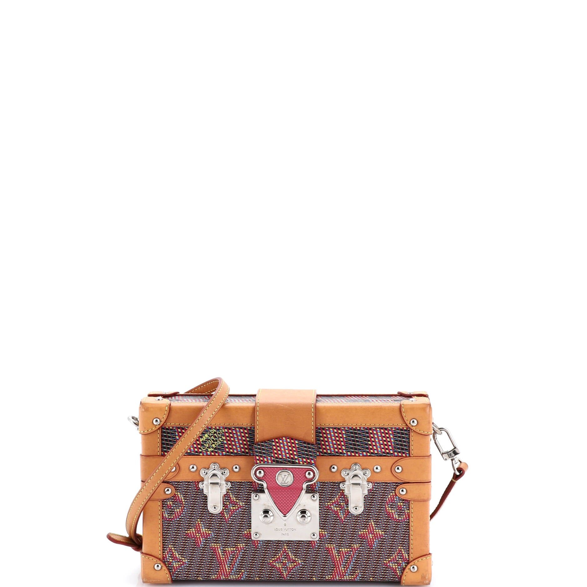 Louis Vuitton Petite Malle Handbag Damier Monogram LV Pop Canvas