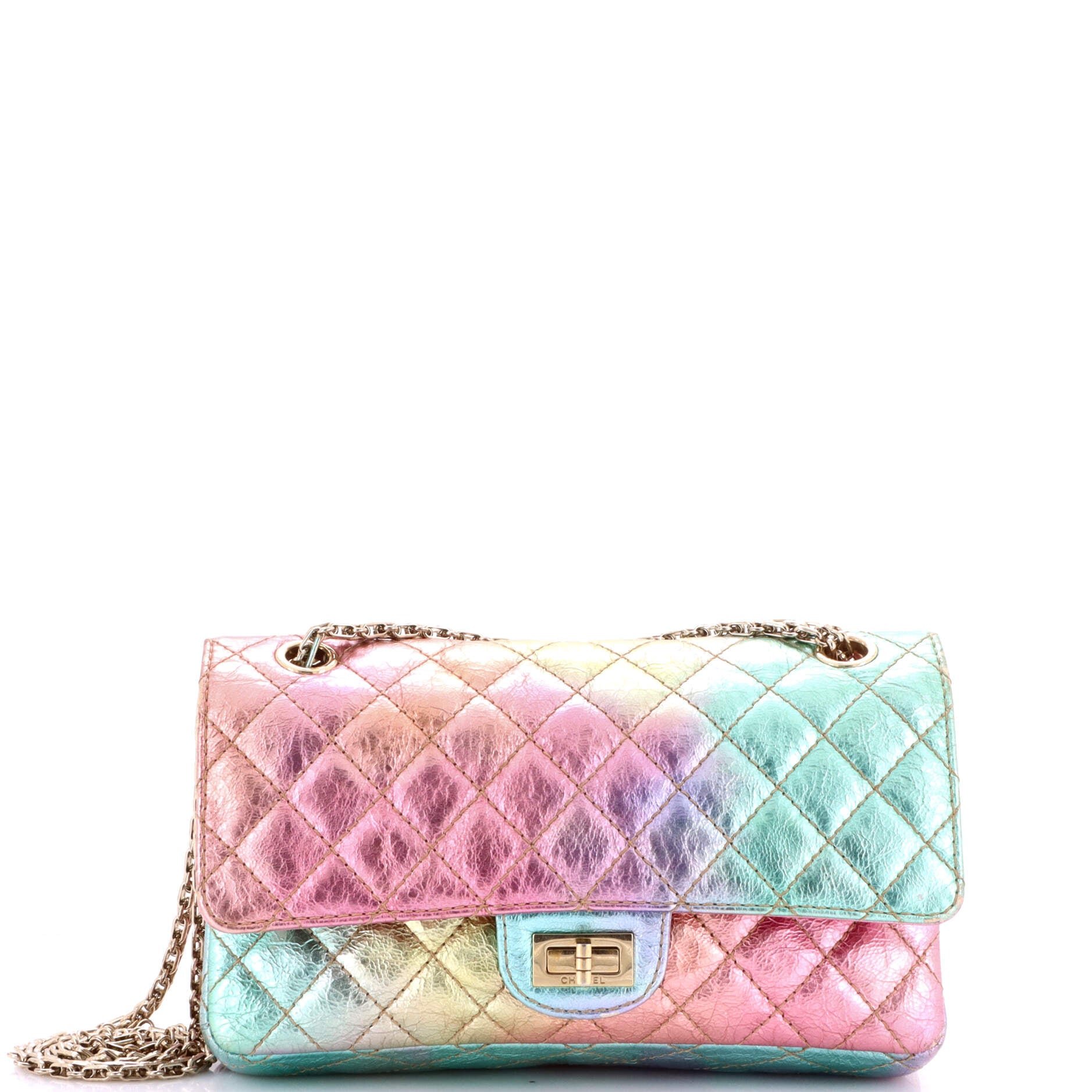Chanel Rainbow Reissue 2.55 Flap Bag Quilted Multicolor Metallic Goatskin 225